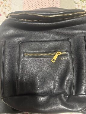 Fawn Design Black Leather Backpack with Gold Hardware